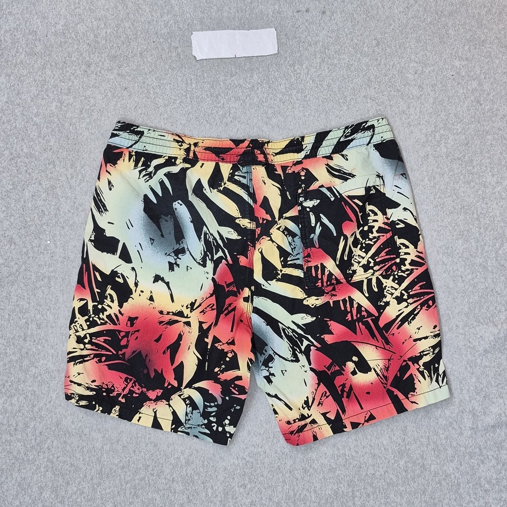 Mossimo Supply Co. Men Shorts L Black Graphic Casual Button 7" Inseam